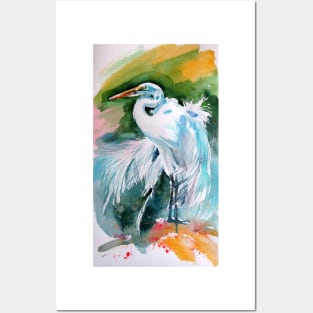 White heron Posters and Art